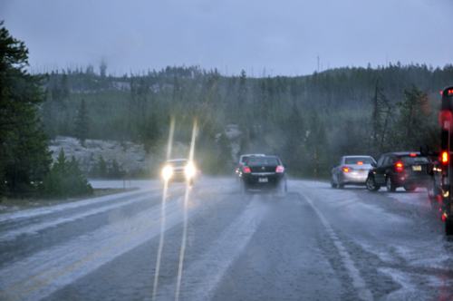 hail storm in Yellowstone National Park